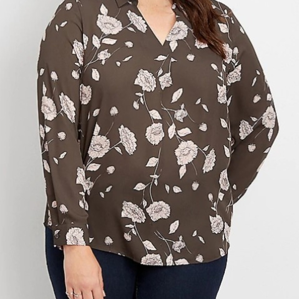 Plus size floral popover blouse, size 2X